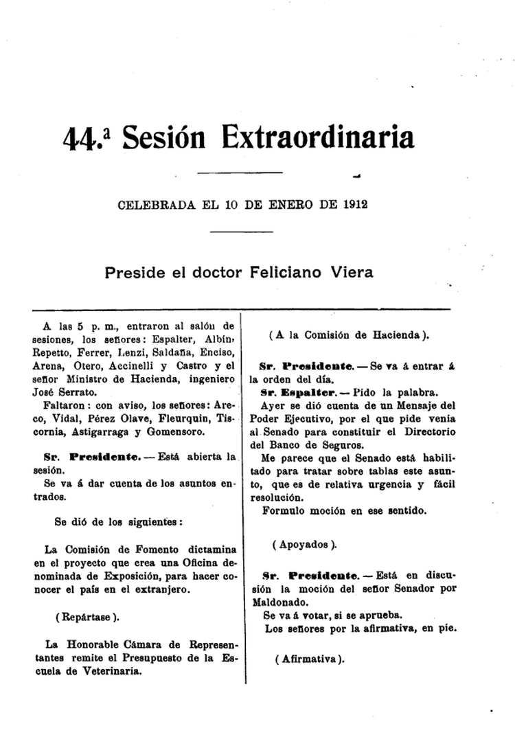 DIARIO DE SESIONES DE LA CAMARA DE SENADORES del 10/01/1912